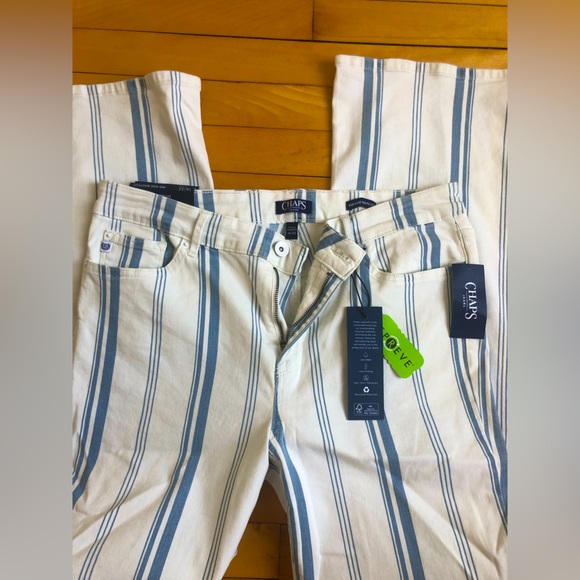 Champs Denim - NWT CHAMPS Blue White Striped Jeans Flare Leg Size 14 32 Some Stretch Bootcut